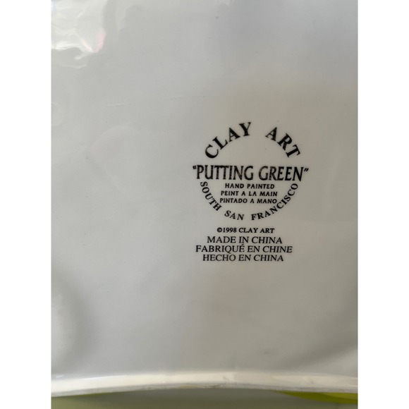 Clay Art Putting Green Hand Painted Ceramic Serving Platter 1998 Golf Theme - Picture 4 of 4